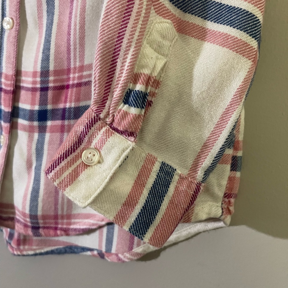 Plaid Flannel Shirt/Girls/Pink & Blue Plaid/Size L-10/12/Old Navy - Picture 5 of 6